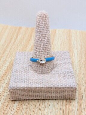 Pear Cut Blue Enamel Stacking Ring